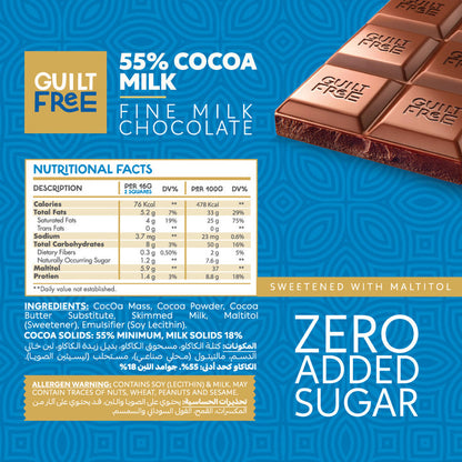 Guilt Free Chocolate Bar 100G-Milk Chocolate nutrition facts