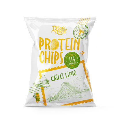 Organic Nation Protein Chips Chilli Lime 70g front