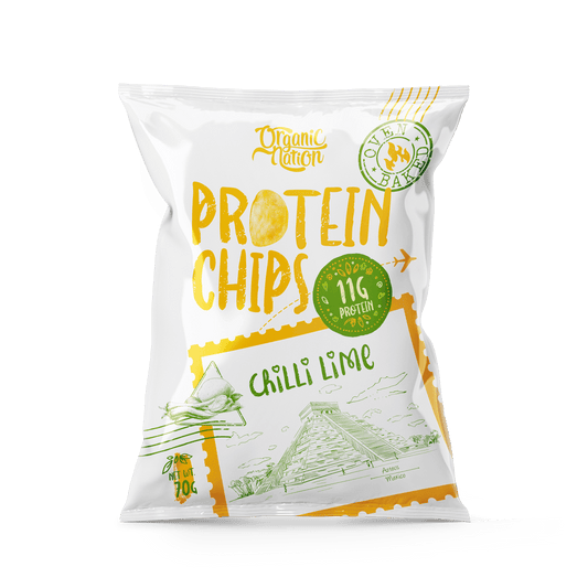Organic Nation Protein Chips Chilli Lime 70g front