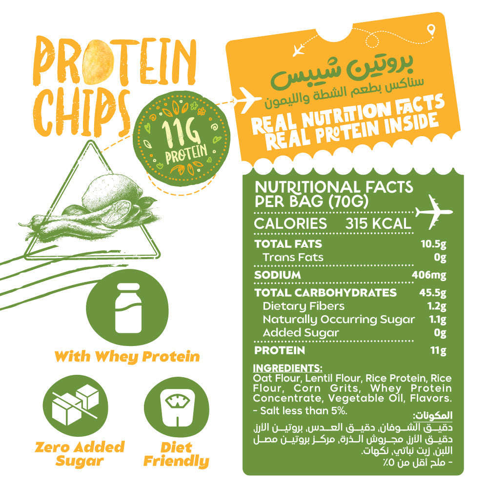 Organic Nation Protein Chips Chilli Lime 70g nutrition facts