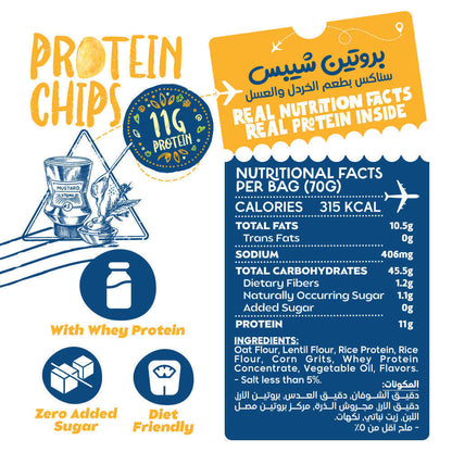 Organic Nation Protein Chips Honey Mustard 70g nutrition facts