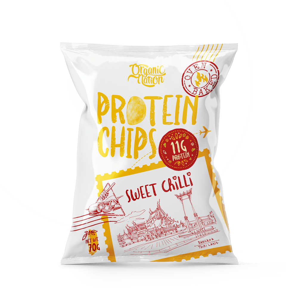 Organic Nation Protein Chips Sweet Chilli 70g front