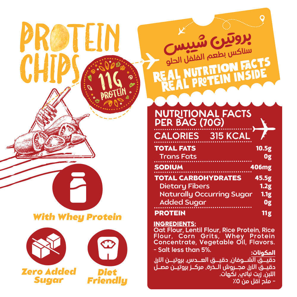 Organic Nation Protein Chips Sweet Chilli 70g nutrition facts