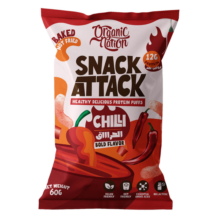 Organic Nation Snack Attack Protein Puffs - Chilli