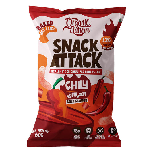 Organic Nation Snack Attack Protein Puffs - Chilli