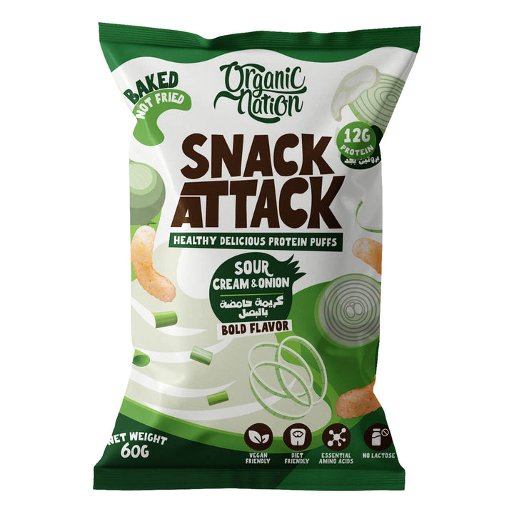 Organic Nation Snack Attack Protein Puffs - Sour Cream & Onion