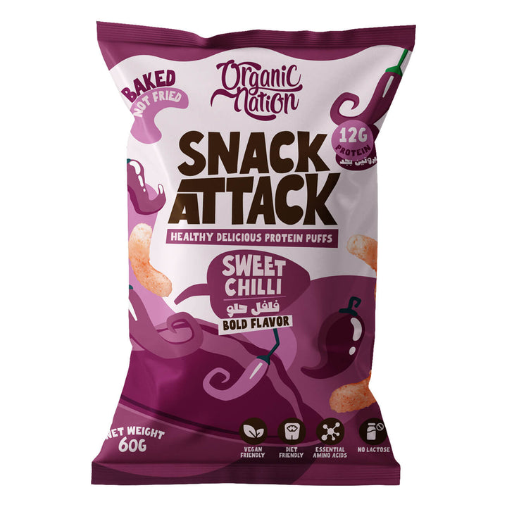 Organic Nation Snack Attack Protein Puffs - Sweet Chilli